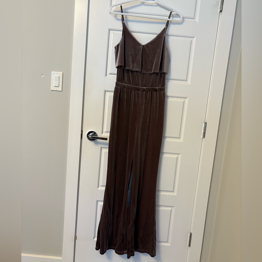 Jack by BB Dakota velvet purple/taupe jumpsuit